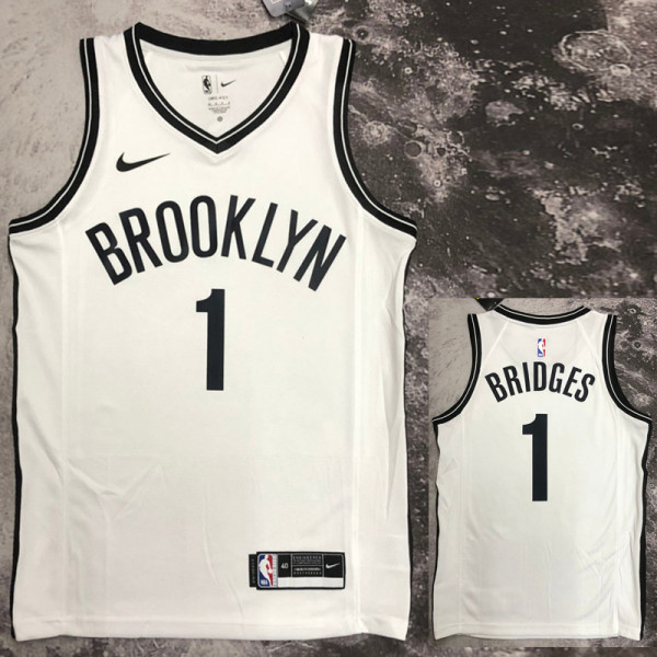 NETS BRIDGES #1 White Top Quality Hot Pressing NBA Jersey (V领)