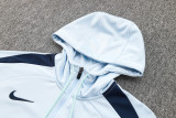24-25 France Light blue Hoodie Half Pull Tracksuit #F589半拉连帽