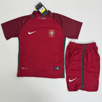 2016 Portugal Home Kids Retro Soccer Jersey