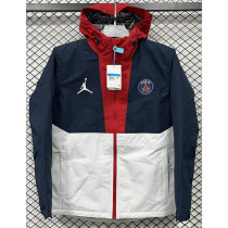 24-25 PSG Jordan Cotton Thickened warm Blue White Outdoor Jackets #P7加棉冲锋衣