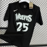 T178 Wolves ROSE #25 Black High Quality Casual T-Shirt