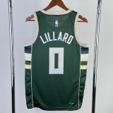 22-23 BUCKS LILLARD #0 Away Green Top Quality Hot Pressing NBA Jersey(V领)
