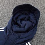 24-25 Man Utd Royal Blue Hooded Windbreaker Fabric Cotton Coat #G220