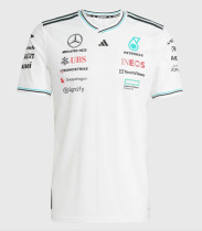 2025 F1 Mercedes White T-Shirts Racing Suit(圆领)