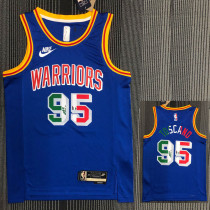 Warriors TOSCANO #95 'Mexico' Blue 75th Anniversary Retro Top Quality Hot Pressing NBA Jersey