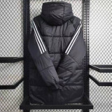 23-24 Argentina Black Hooded Cotton Coat White Edge (白色边) 棉衣