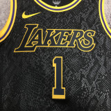 LAKERS RUSSELL #1 Black Top Quality Hot Pressing NBA Jersey（蛇纹）
