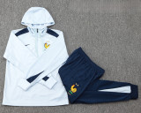 24-25 France Light blue Hoodie Half Pull Tracksuit #F589半拉连帽