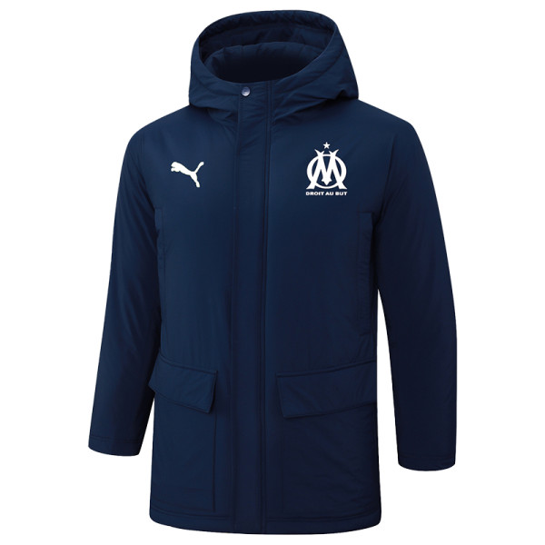 24-25 Marseille Royal Blue Hooded Windbreaker Fabric Cotton Coat #G245(白标)