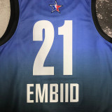 2023 ALL STAR EMBIID #21 Blue Top Quality Hot Pressing NBA Jersey (全明星)