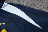 24-25 France Royal blue Hoodie Half Pull Tracksuit #F591半拉连帽