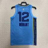 22-23 GRIZZLIES MORANT #12 Blue Top Quality Hot Pressing NBA Jersey (Trapeze Edition)