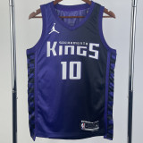 23-24 Kings SABONIS #10 Purple Top Quality Hot Pressing NBA Jersey (Trapeze Edition)飞人版