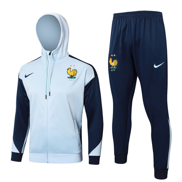 24-25 France Light blue Hoodie Jacket Tracksuit #F587