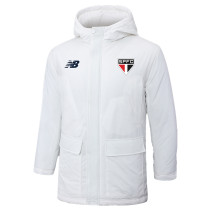24-25 Sao Paulo White Hooded Windbreaker Fabric Cotton Coat #G260