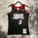 1998 76ERS IVERSON #3 Black Retro Top Quality Hot Pressing NBA Jersey