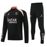 24-25 PSG Black Half Pull Tracksuit (半拉链)(粉色领)
