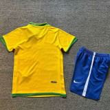2006 Brazil Home Kids Retro Soccer Jersey