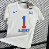 T139 76ERS HARDEN #1 White High Quality Casual T-Shirt