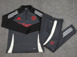 24-25 Man Utd Dark gray Half Pull Tracksuit (半拉链)