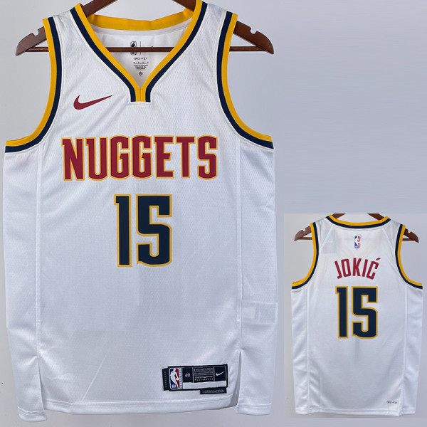 22-23 Nuggets JOKIC #15 White Top Quality Hot Pressing NBA Jersey