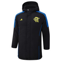 24-25 Flamengo Black Hooded Windbreaker Fabric Cotton Coat #G207