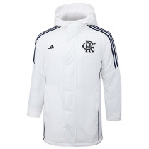24-25 Flamengo White Hooded Windbreaker Fabric Cotton Coat #G205(黑标)