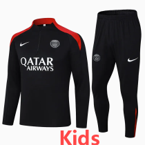 24-25 PSG Black Kids Half Pull Tracksuit (童装)(半拉链)
