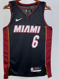 22-23 HEAT JAMES #6 Black Top Quality Hot Pressing NBA Jersey (V领）
