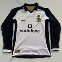 2001-2002 Man Utd White 100th Anniversary Long Sleeve Retro Soccer Jersey (长袖)