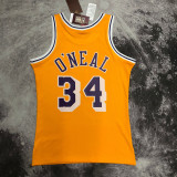 1997 LAKERS O’NEAL #34 Yellow Retro Top Quality Hot Pressing NBA Jersey(圆领)