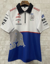 2024 F1 Red Bull White Blue Polo Racing Suit(有领)