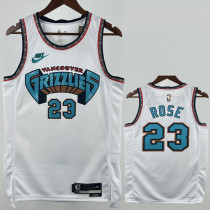24-25 Grizzlies ROSE #23 White Retro Top Quality Hot Pressing NBA Jersey