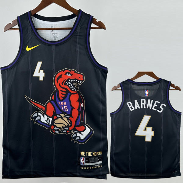 24-25 Raptors BARNES #4 Black City Edition Top Quality Hot Pressing NBA Jersey