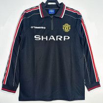 1998-1999 Man Utd Black Long Sleeve Retro Soccer Jersey (长袖)