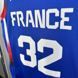 2024 Olympic Game France WEMBANYAMA # 32 Blue Basketball Jersey
