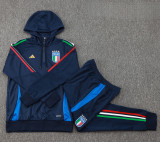 24-25 Italy Royal blue Hoodie Half Pull Tracksuit #F597半拉连帽