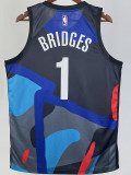 23-24 NETS BRIDGES #1 Blue Black City Edition Top Quality Hot Pressing NBA Jersey