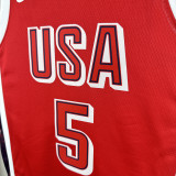 2024 Olympic Game USA EDWARDS # 5 Red Basketball Jersey
