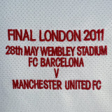 2010-2011 Man Utd Away White Long sleeve Retro soccer jersey (长袖) 欧冠版