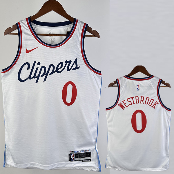 24-25 Clippers WESTBROOK #0 White City Edition Home Top Quality Hot Pressing NBA Jersey
