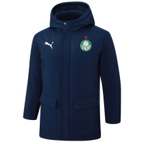 24-25 Palmeiras Royal Blue Hooded Windbreaker Fabric Cotton Coat #G234