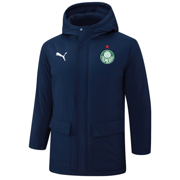 24-25 Palmeiras Royal Blue Hooded Windbreaker Fabric Cotton Coat #G234