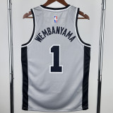 20-21 SA Spurs WEMBANYAMA #1 Grey Top Quality Hot Pressing NBA Jersey (Trapeze Edition) 飞人版