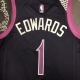 Timberwolves EDWARDS #1 Purple Black Top Quality Hot Pressing NBA Jersey