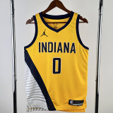 22-23 Indiana Pacers HALIBURTON #0 Yellow Top Quality Hot Pressing NBA Jersey