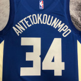 22-23 BUCKS ANTETOKOUNMPO #34 Blue City Edition Top Quality Hot Pressing NBA Jersey