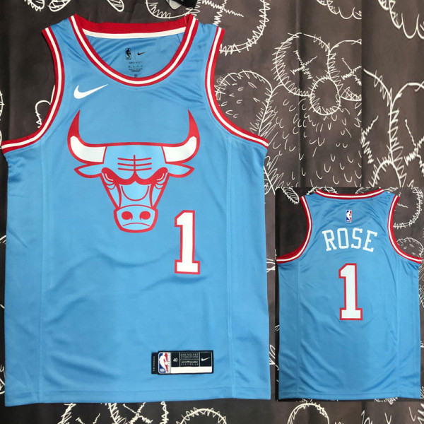BULLS ROSE #1 Blue Top Quality Hot Pressing NBA Jersey