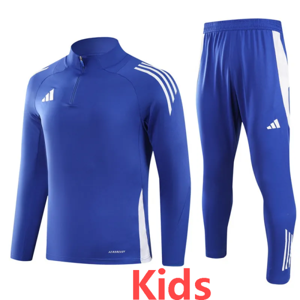 2024 AD Blue Kids Half Pull Tracksuit (童装)(半拉链)