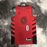 22-23 TRAIL BLAZERS LILLARD #0 Red Top Quality Hot Pressing NBA Jersey (Trapeze Edition)